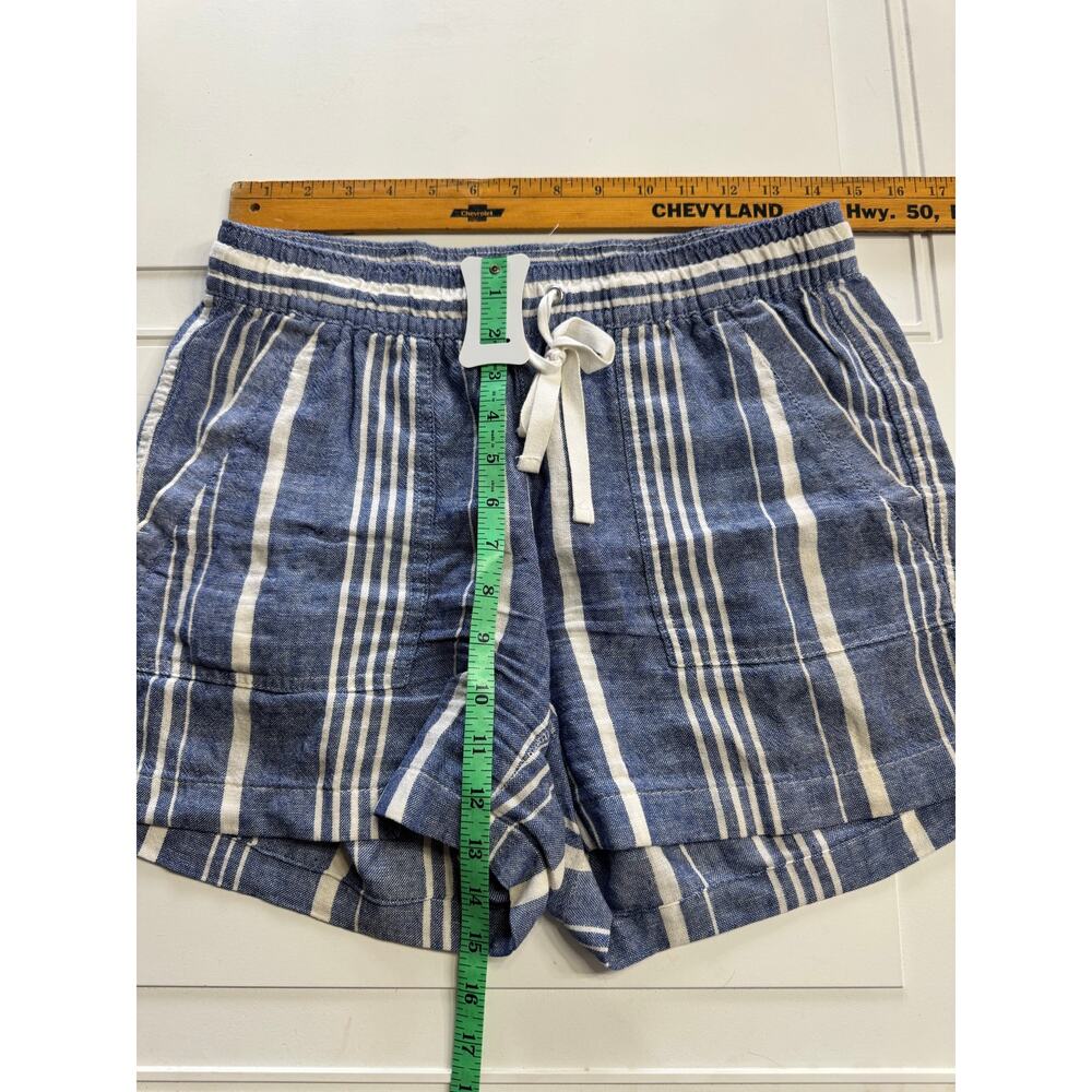 NAUTICA Women's Blue Shorts Size S Small Striped Linen Boho Pockets - Picture 6 of 6